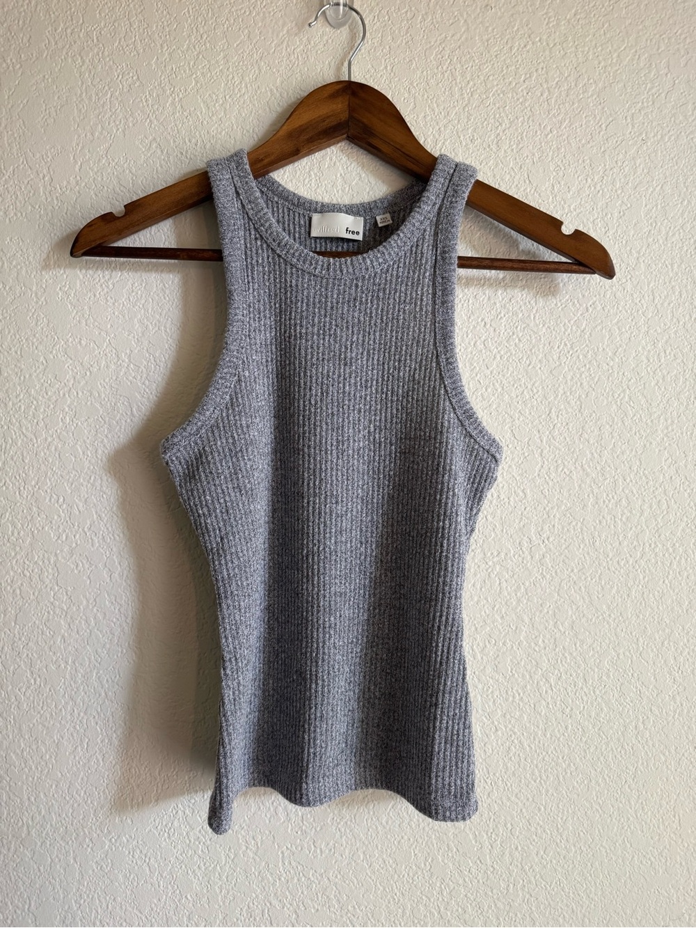 Aritzia Wilfred Free Gray Ribbed High Neck Tank XXS